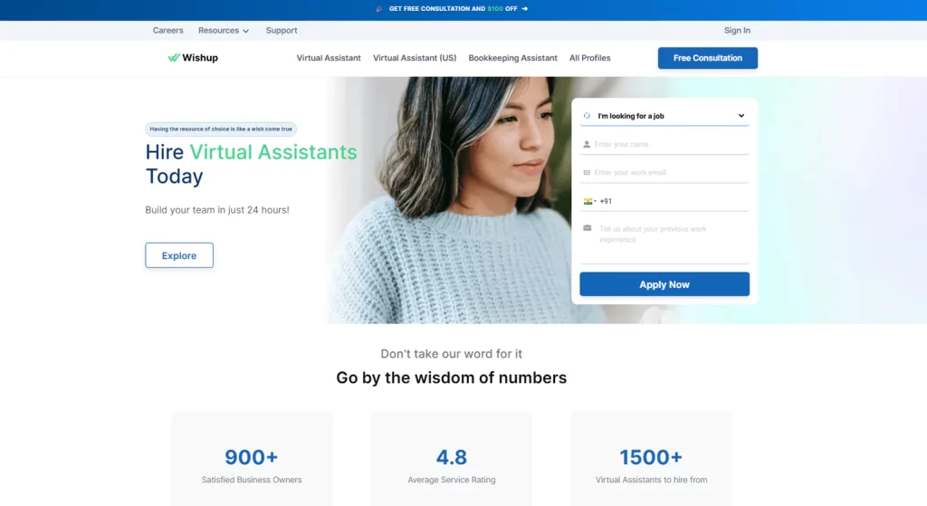 wishup virtual assistant companies usa