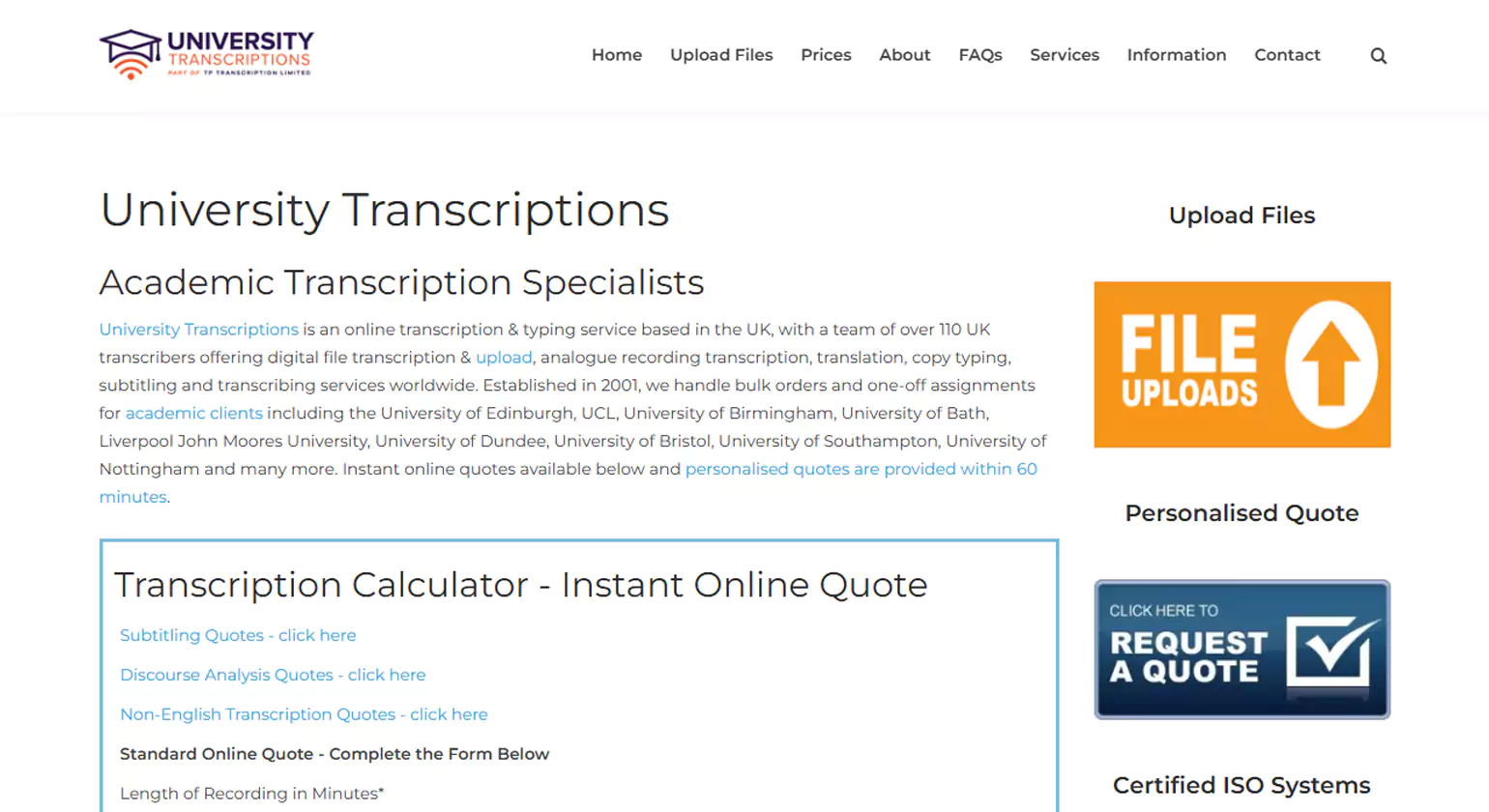 University Transcriptions