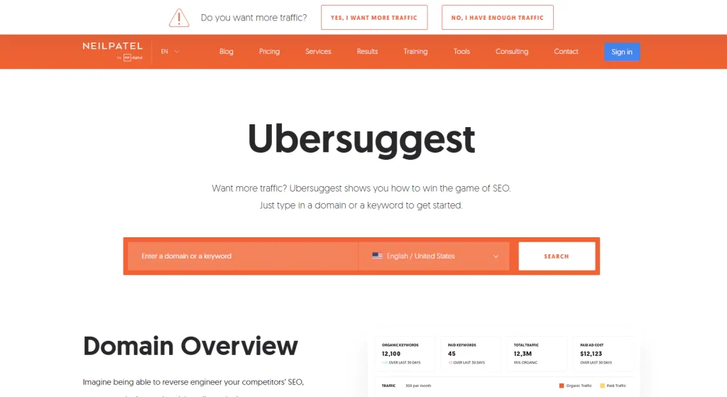 Ubersuggest Marketing Tools for Startups