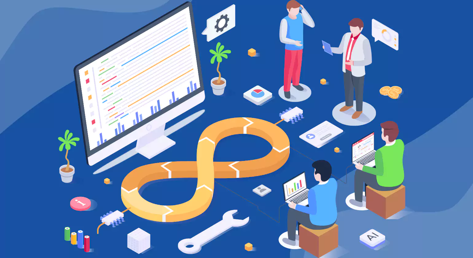 What are the main components of DevOps?