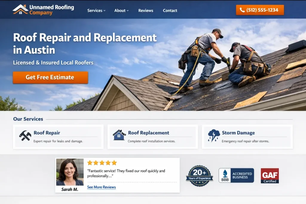 Landing Page with Roofing Services Explained Well