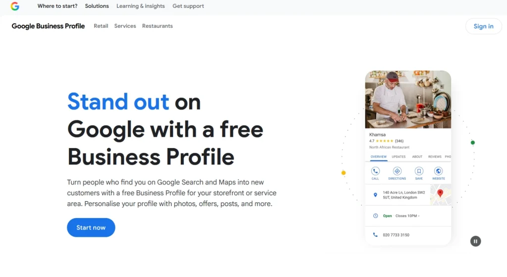 Google Business Profile (GBP) Homepage