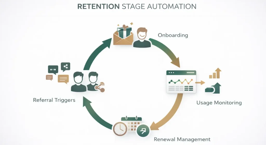 Graphics showing the flowchart for Retention funnel automation