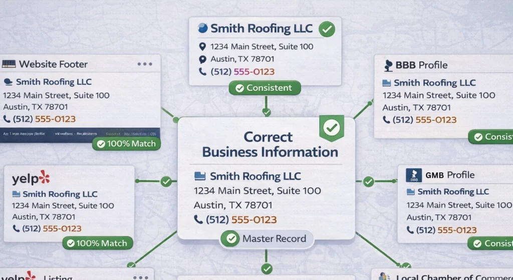 Use of the Same Company's Name, Address, and Phone Number Across Sites