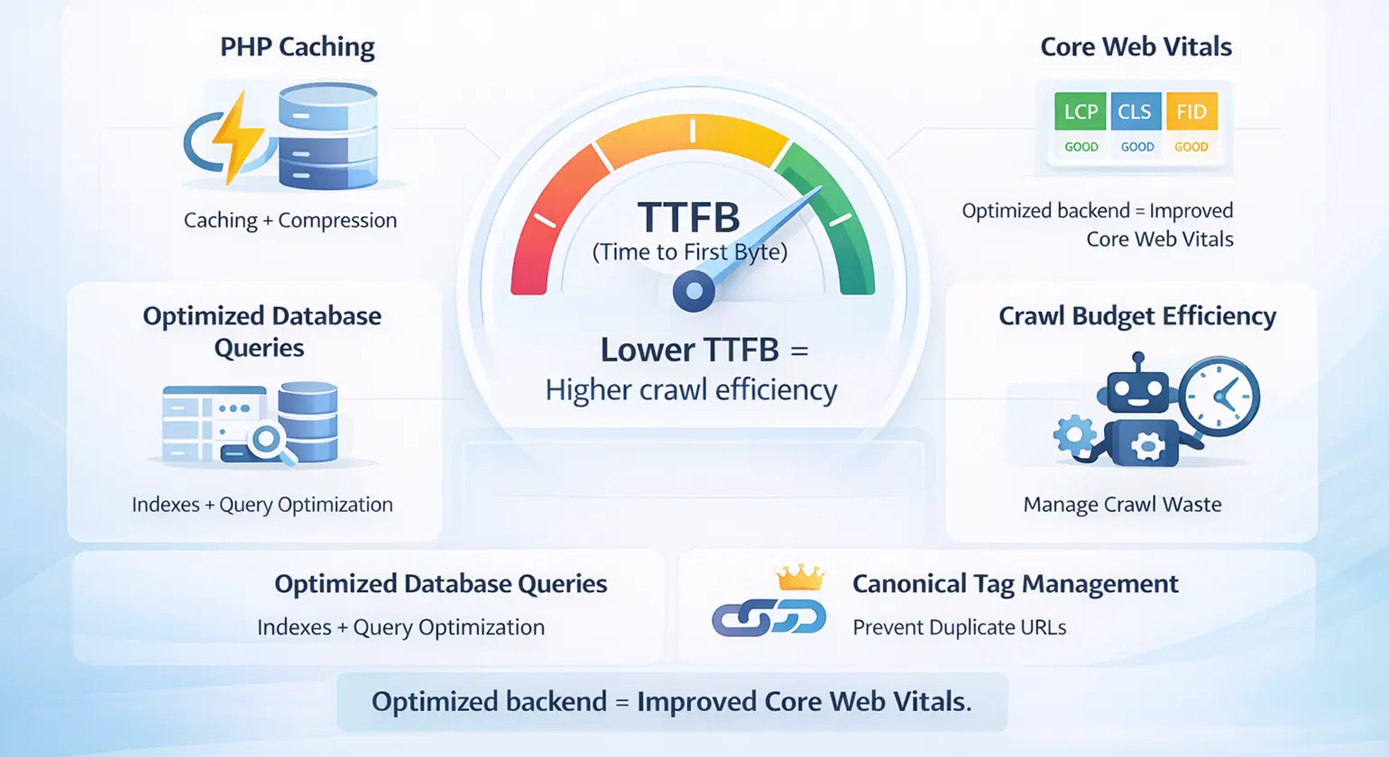 Performance Optimization: Core Web Vitals & Crawl Budget for PHP SEO