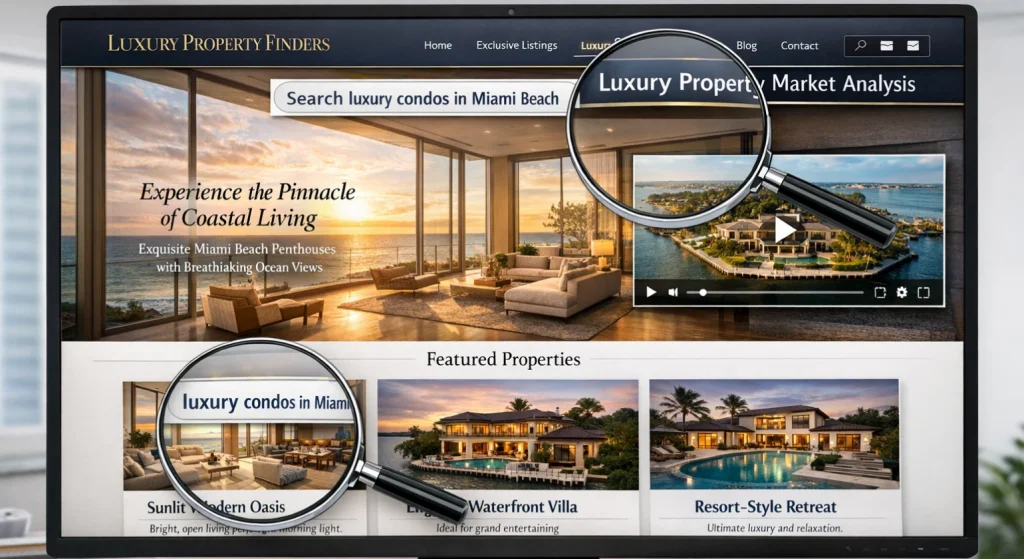 Image showing a website crucial for Digital Marketing for Luxury Properties