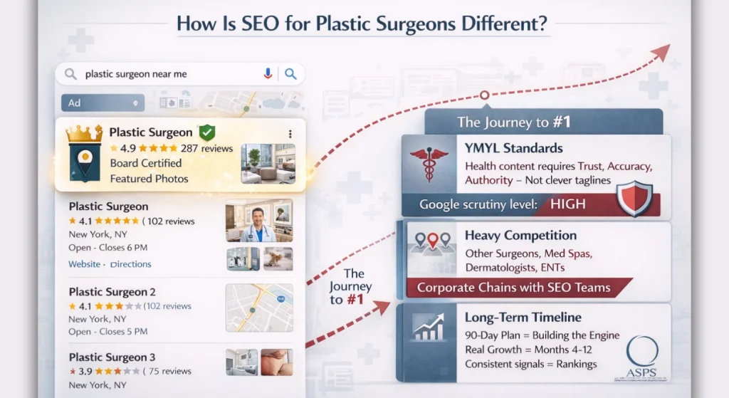 Infographic showing How is SEO for plastic Surgeons Different