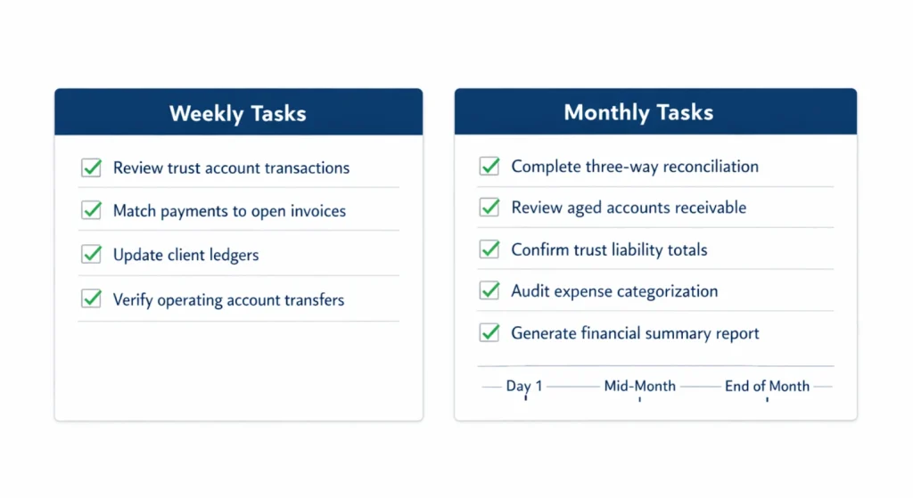 Weekly and Monthly Bookkeeping Checklist