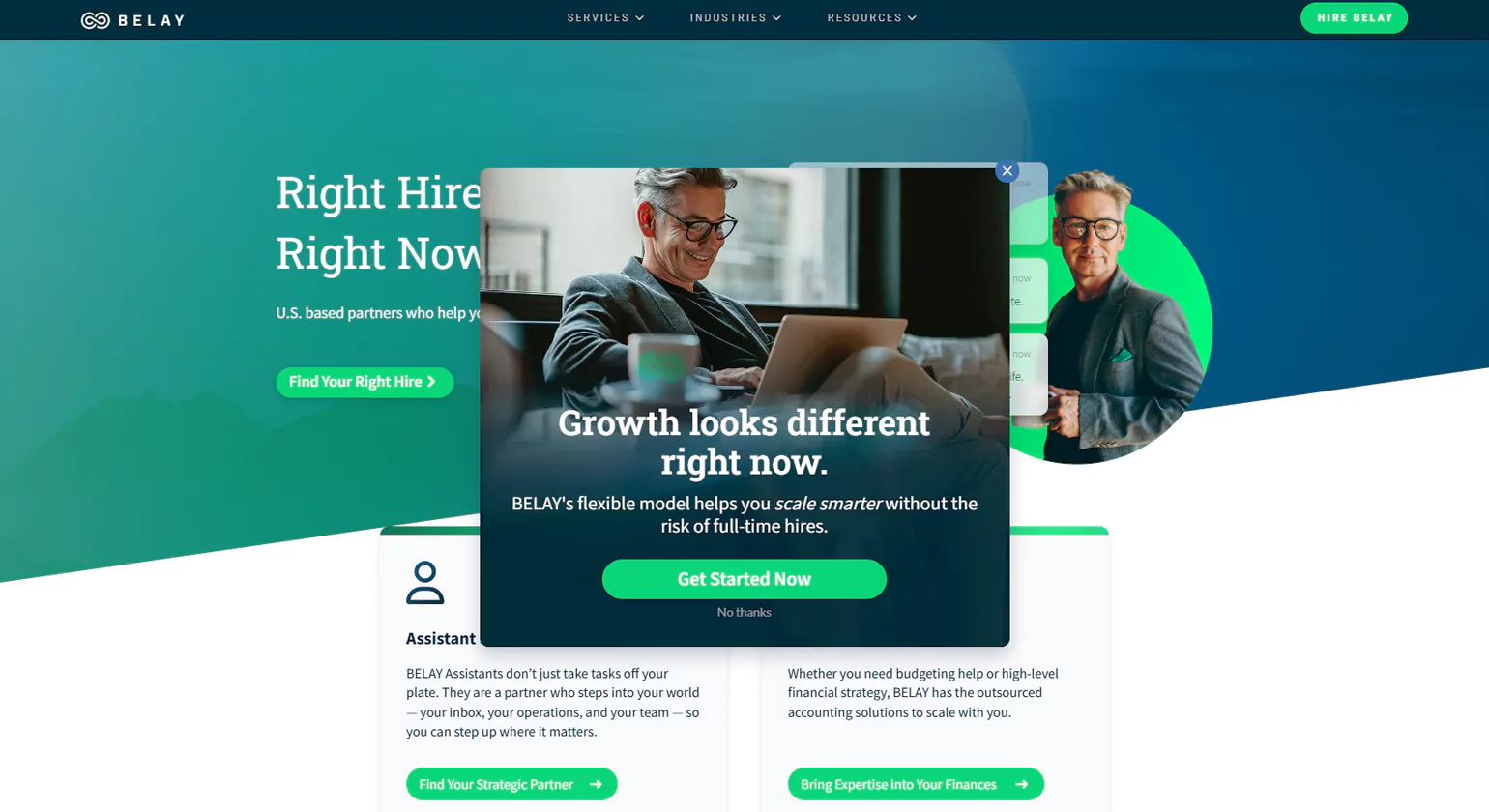 Belay virtual assistant solutions homepage — US-based VA and bookkeeping services