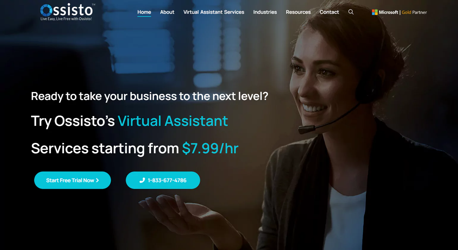 Ossisto virtual assistant company homepage — top-rated VA services for small businesses in the USA